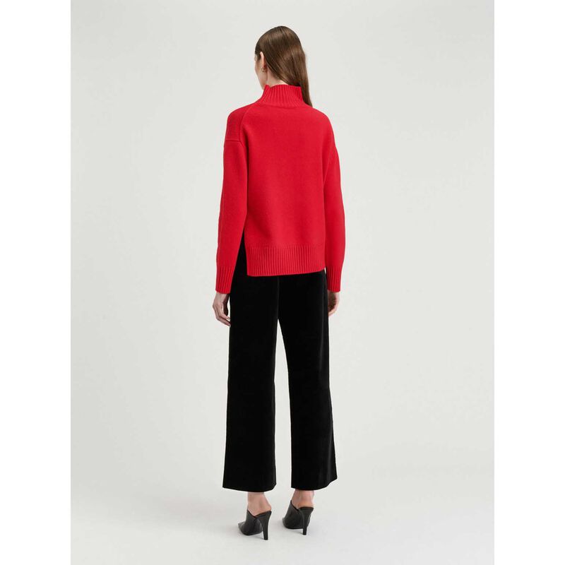 Veronika Maine Red Merino Cashmere Blend Oversized Funnel Neck Sweater image number 1